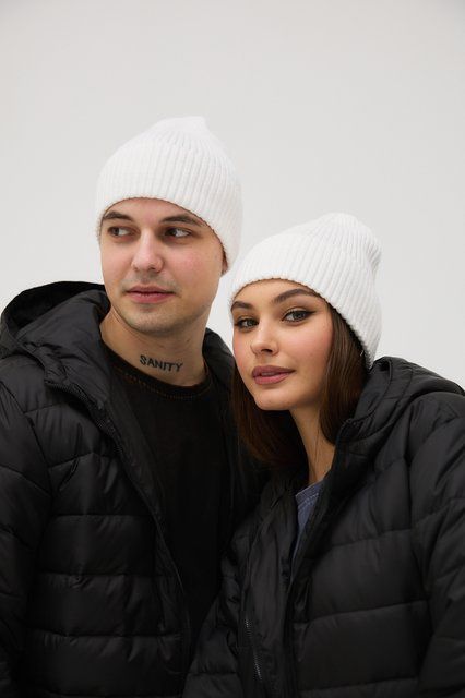 Шапка кашемірова безшовна молочна, one size 42620 фото