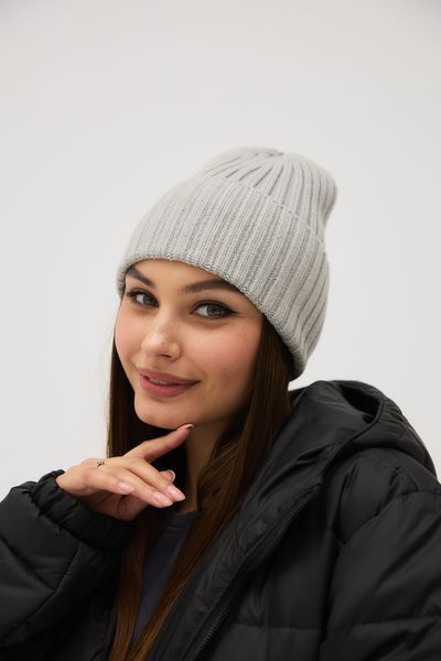 Шапка кашемірова безшовна сіра, one size 42630 фото