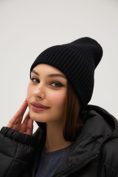 Шапка кашемірова безшовна чорна, one size 42610 фото
